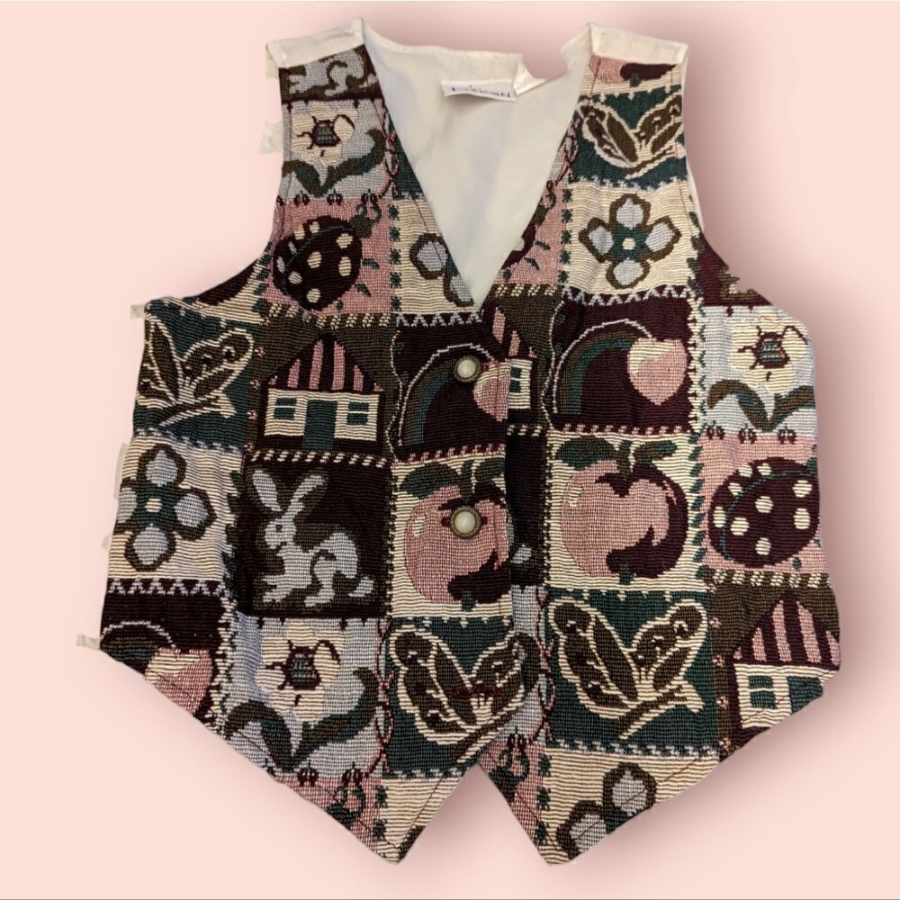Vintage 90s girls In Design‎ tapestry embroidered vest